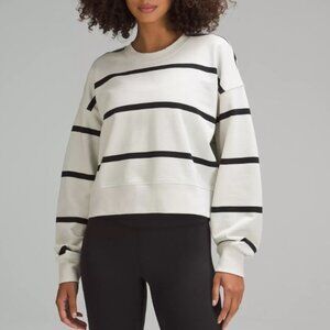 lululemon athletica Black and White Striped Crew Neck Sweater